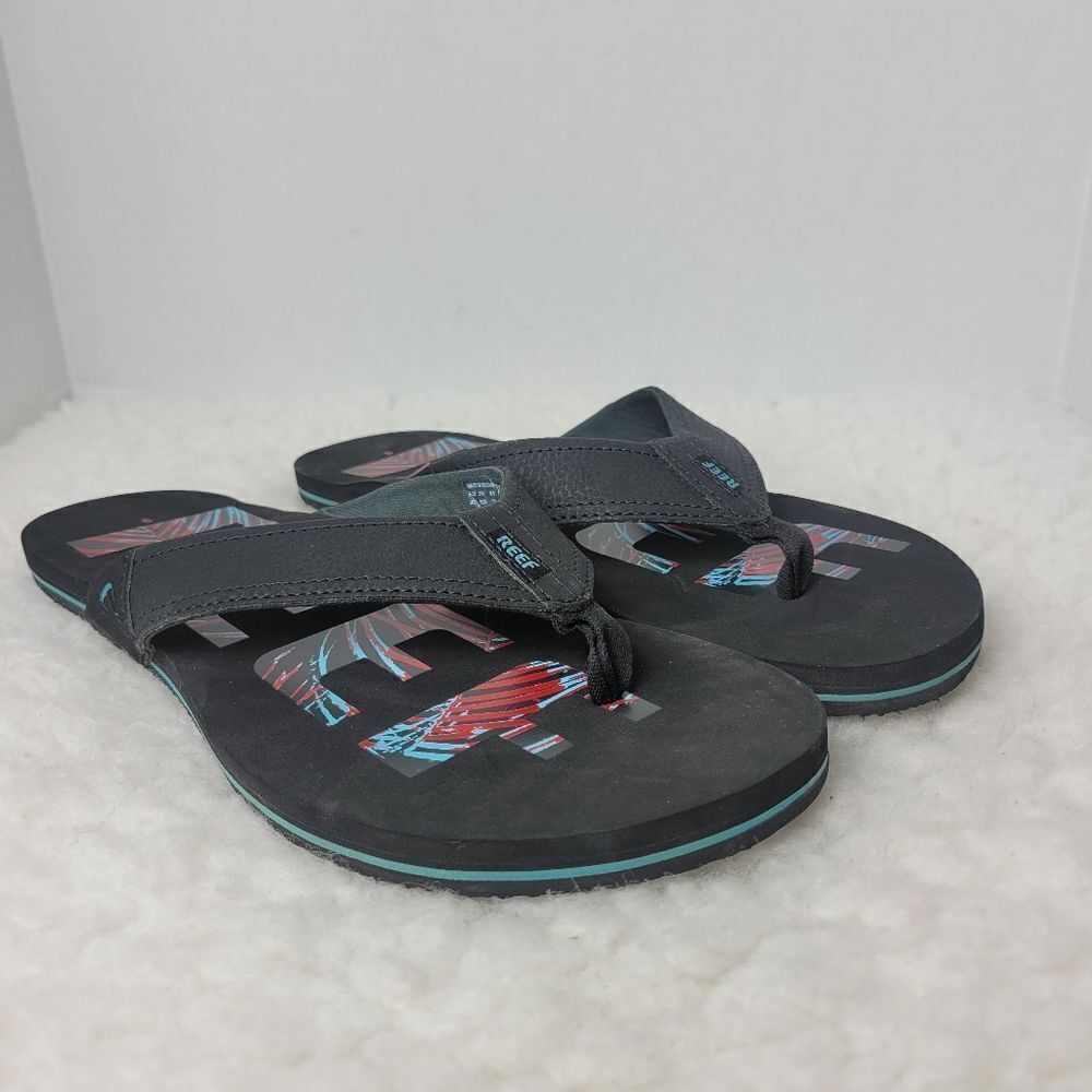 Reef Mens Newport Mens Sandals Size 6 Prints Comfort Slip On Black Flip Flops